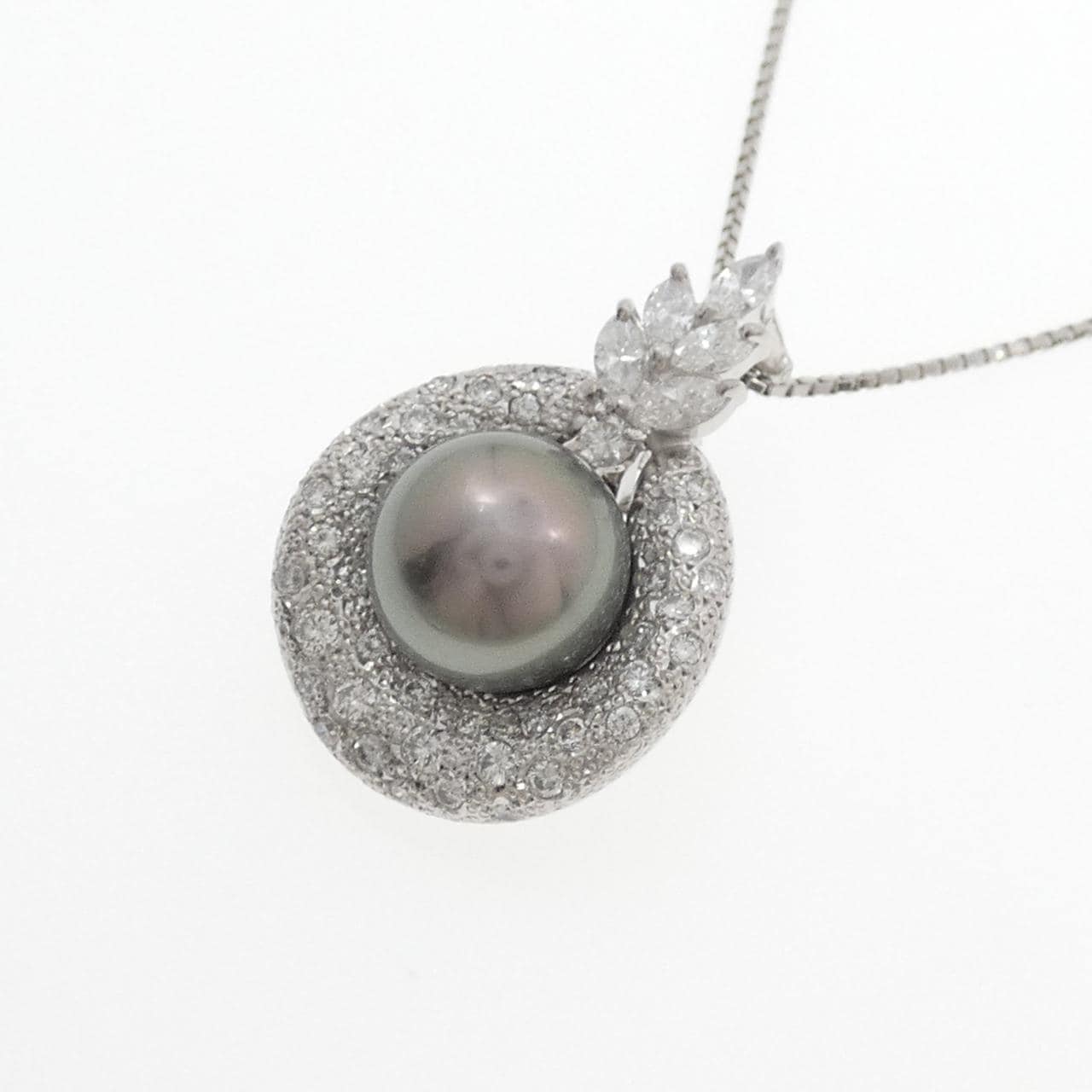 PT900/PT/850 黒蝶パール ネックレス 11.8mm