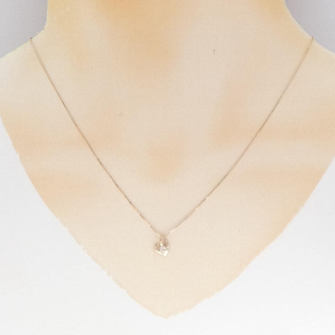 K18PG ハート ダイヤモンド ネックレス 0.10CT
