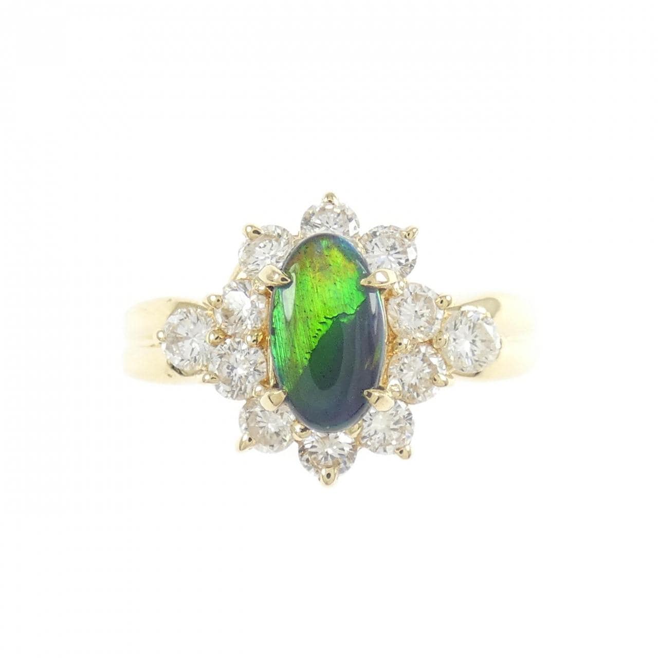 K18YG ブラックオパール リング 0.48CT