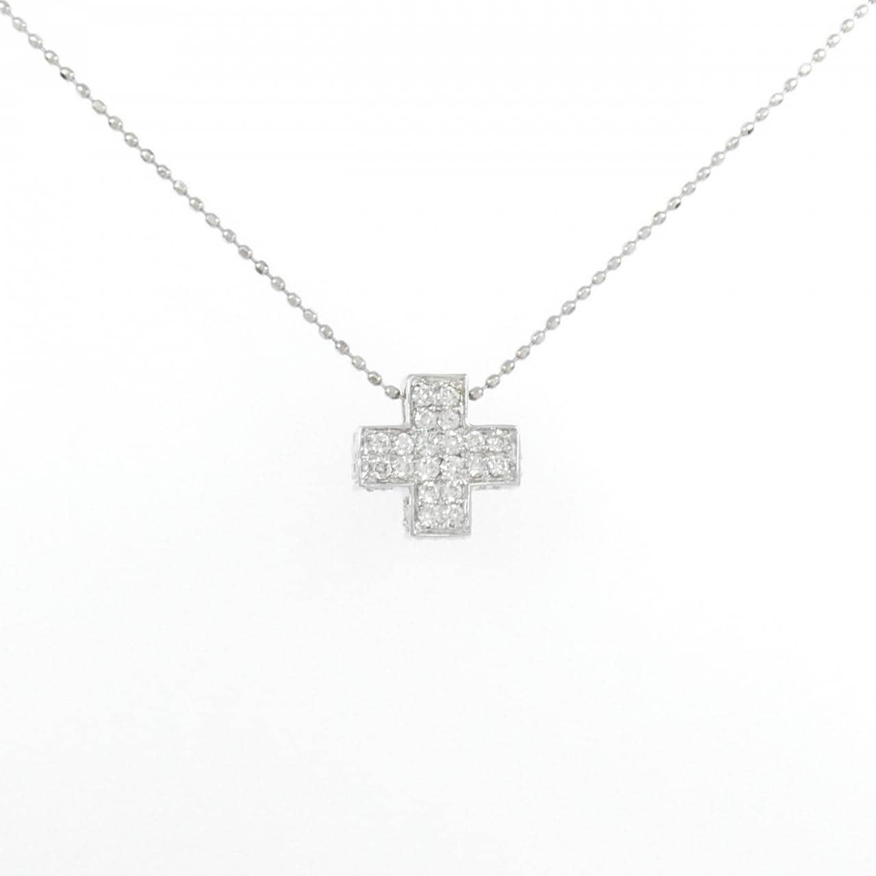 K18WG クロス ダイヤモンド ネックレス 0.33CT