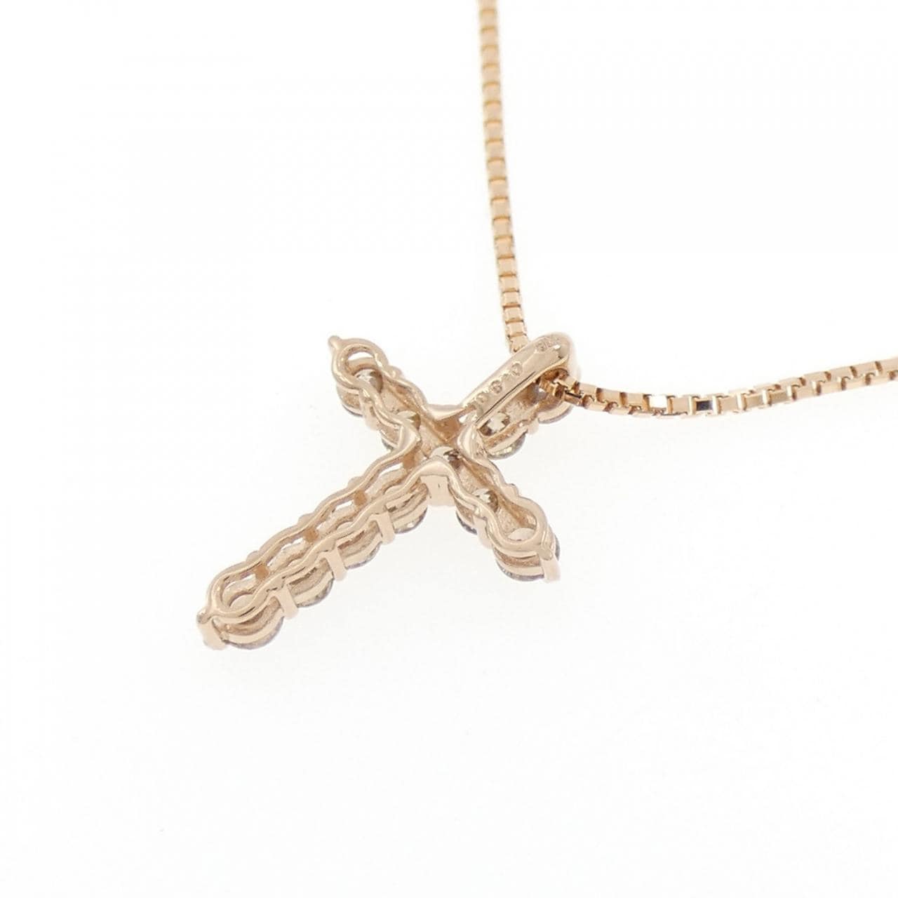 K18PG クロス ダイヤモンド ネックレス 0.30CT