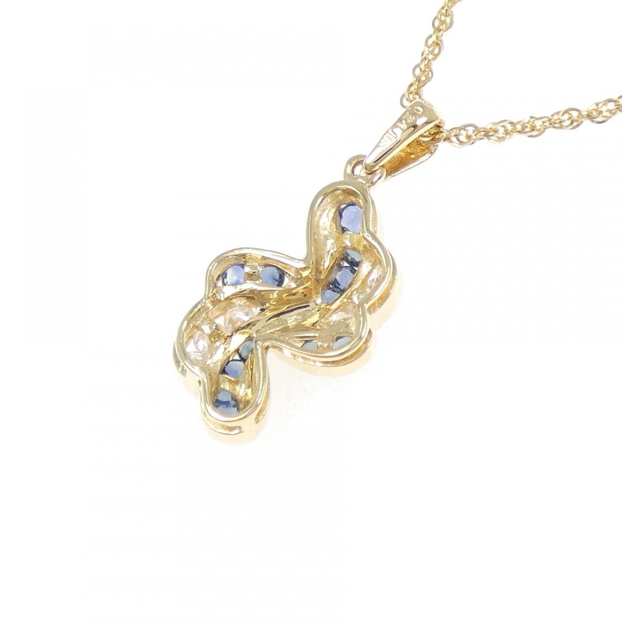 18KYG/K18YG サファイヤ ネックレス 0.45CT