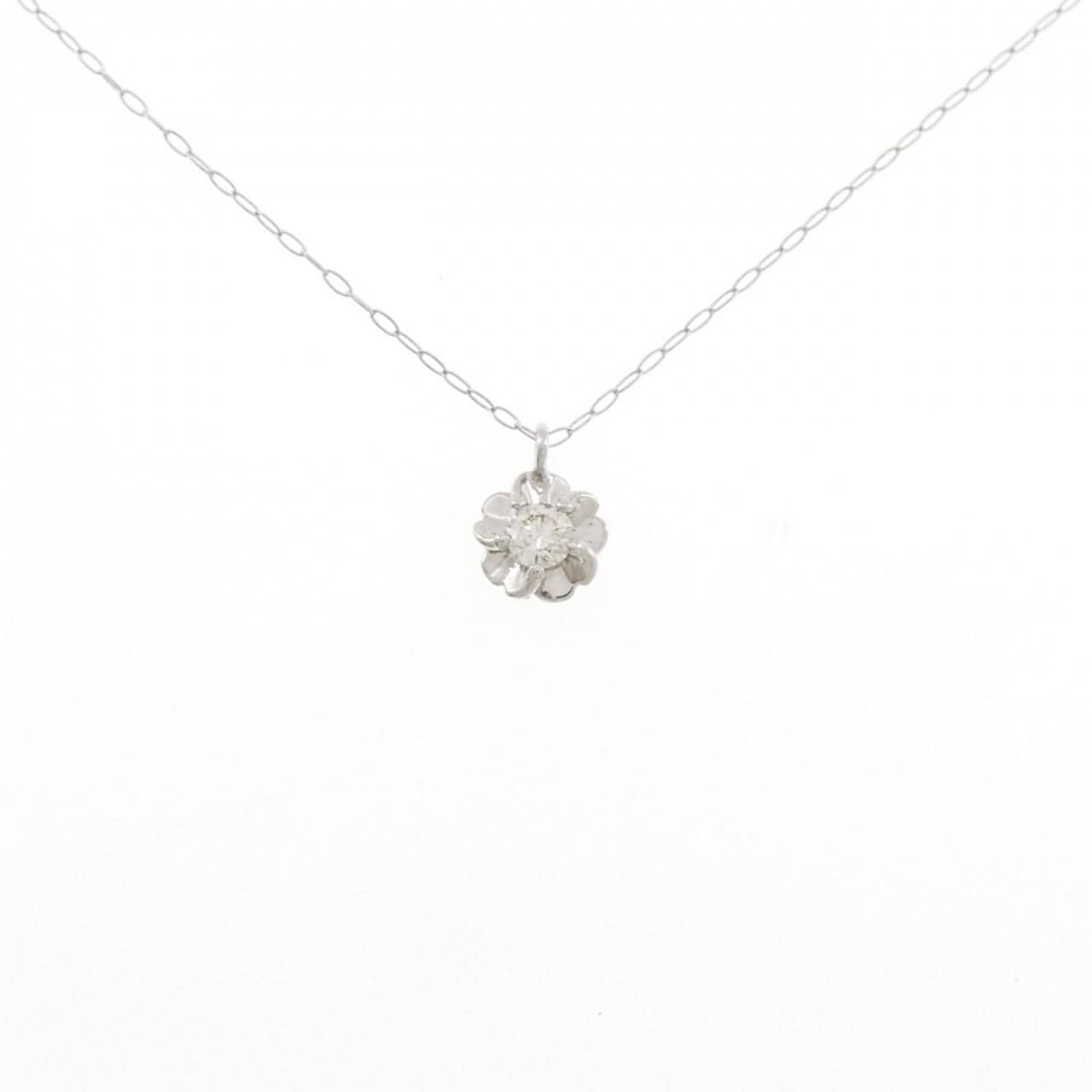 PT900/PT850 フラワー ダイヤモンド ネックレス 0.10CT