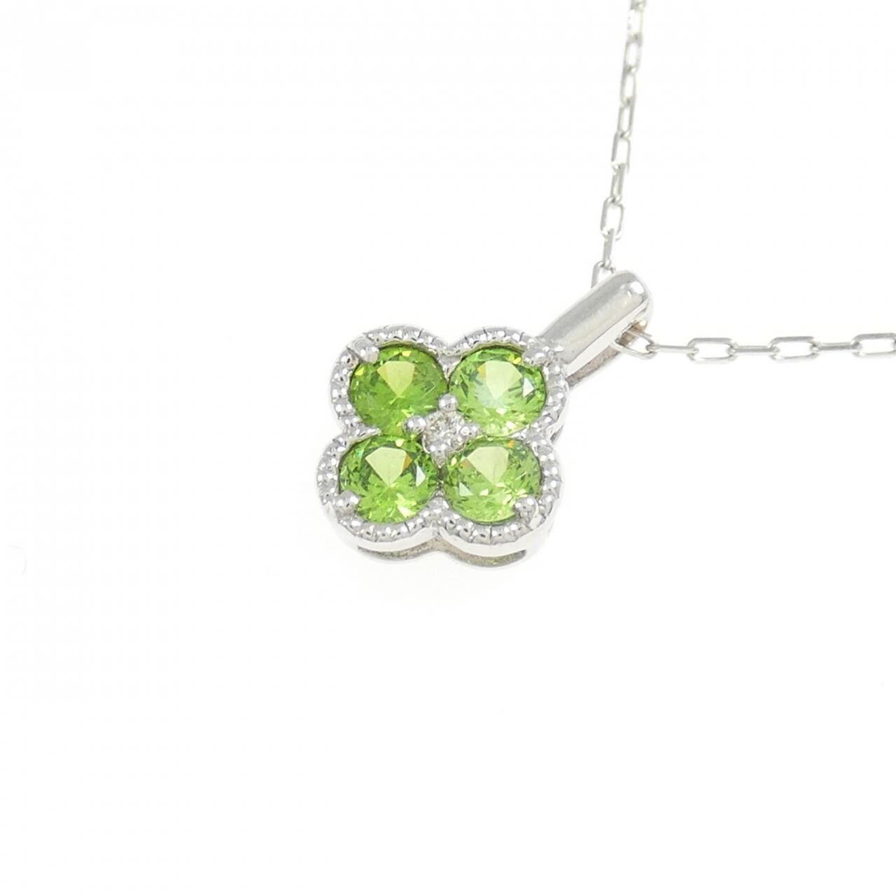 K18WG フラワー デマントイドガーネット ネックレス 0.41CT