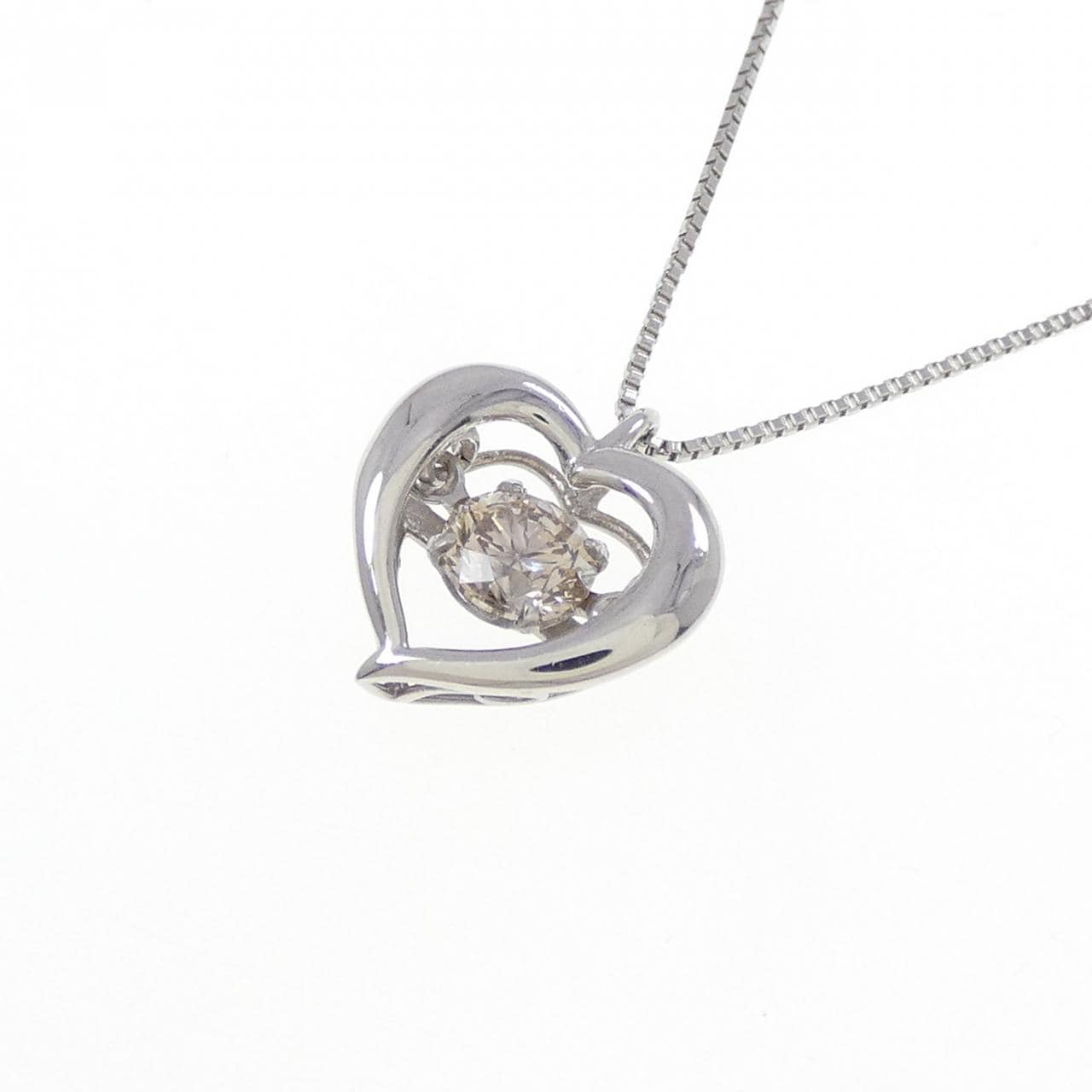 PT900/PT850 ハート ダイヤモンド ネックレス 0.30CT