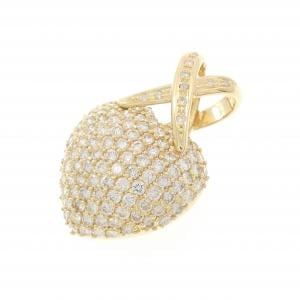 K18YG ハート パヴェ ダイヤモンド ペンダント 2.50CT