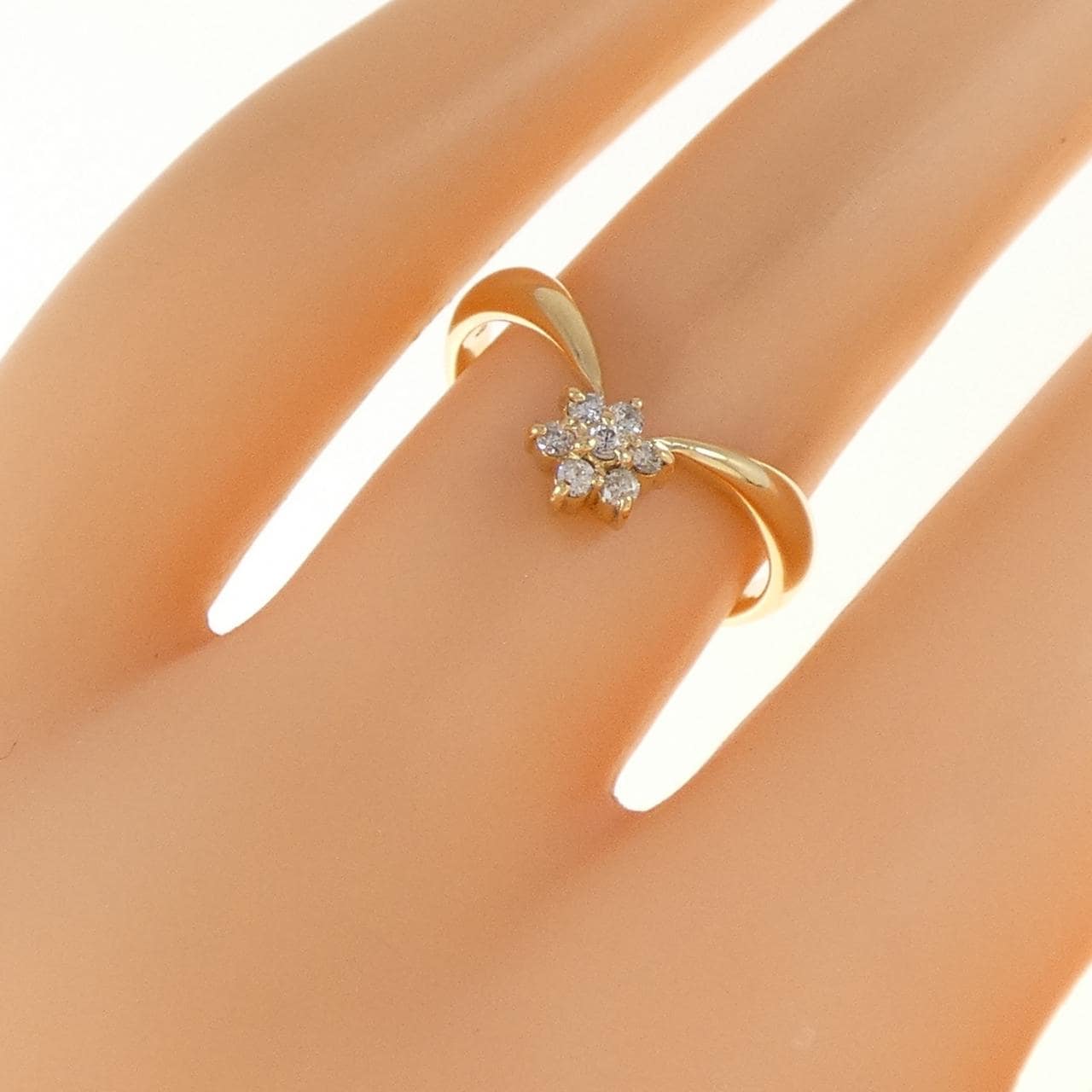 K18YG花朵钻石戒指0.10CT