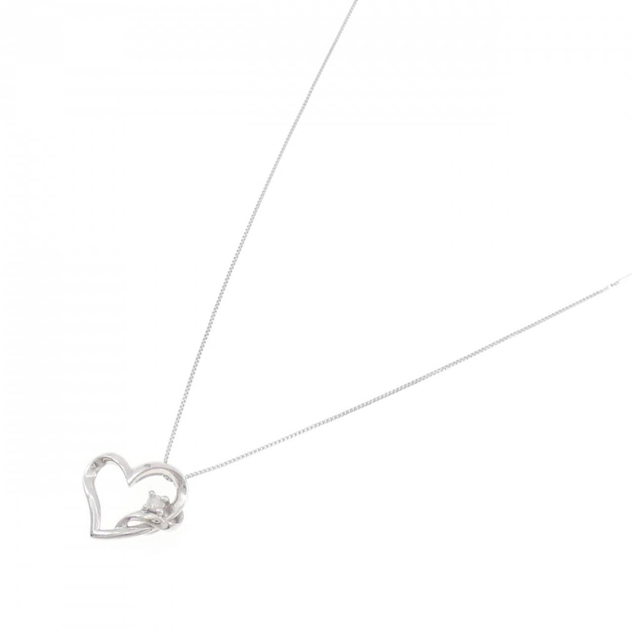 K18WG ハート ダイヤモンド ネックレス 0.03CT