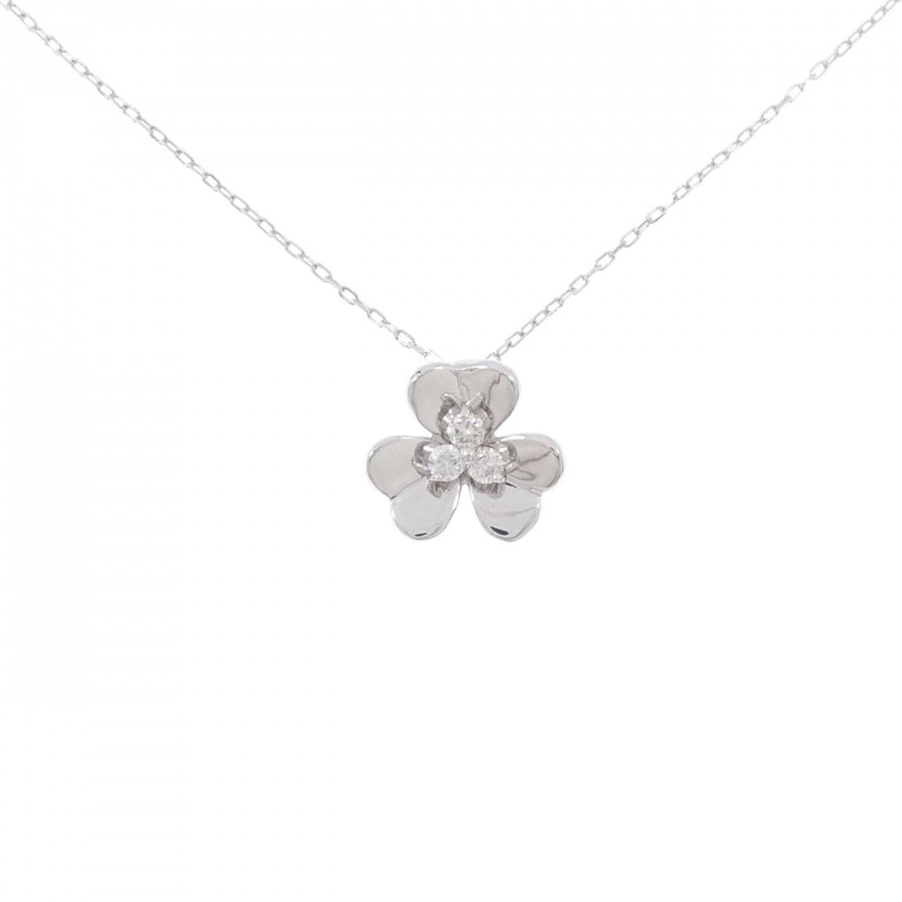 K18WG Clover Diamond Necklace 0.10CT