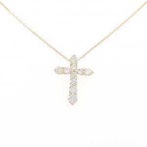 K18YG クロス ダイヤモンド ネックレス 1.04CT