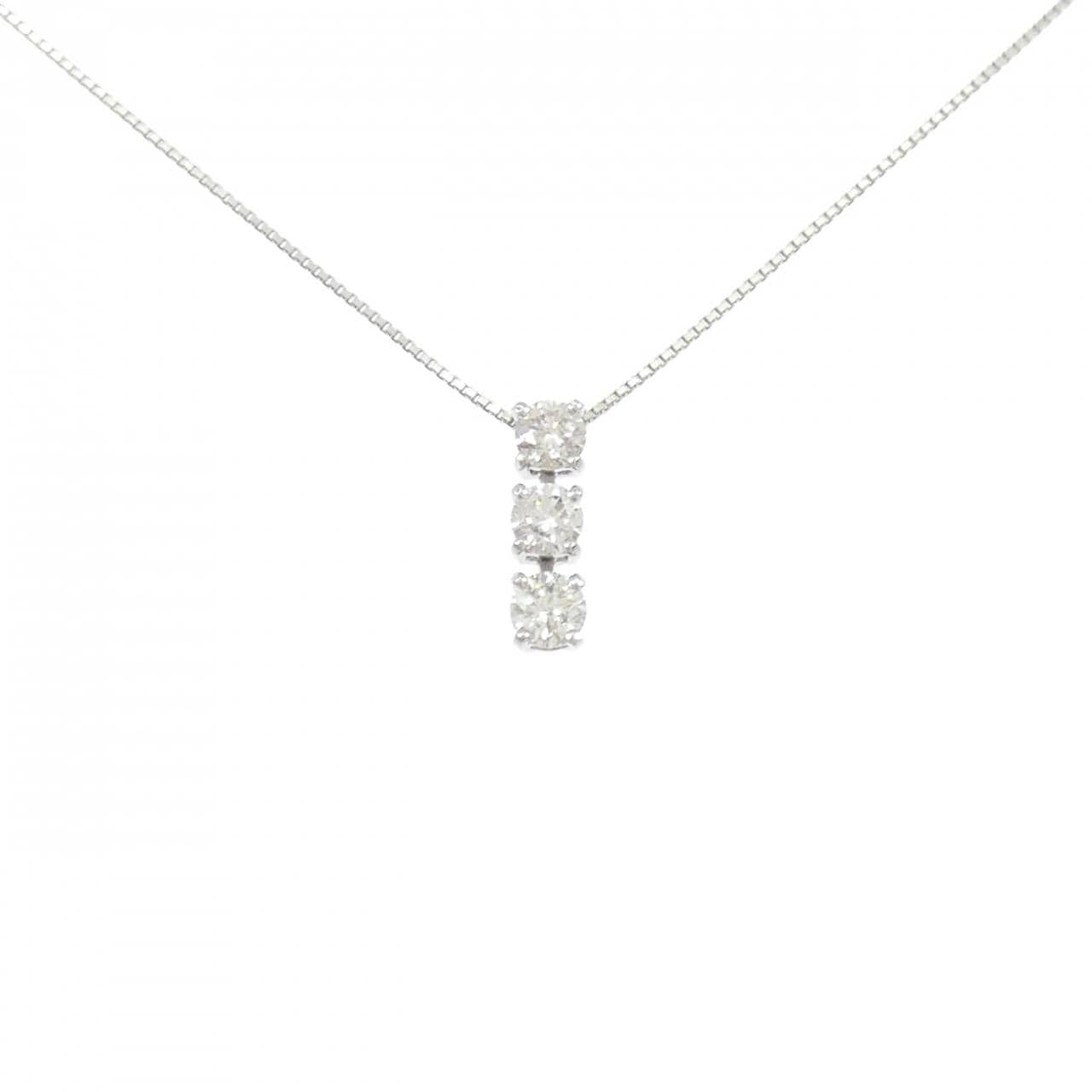 PT900/PT850 スリーストーン ダイヤモンド ネックレス 0.53CT