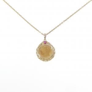 K18YG(枠) ルビー コイン ネックレス