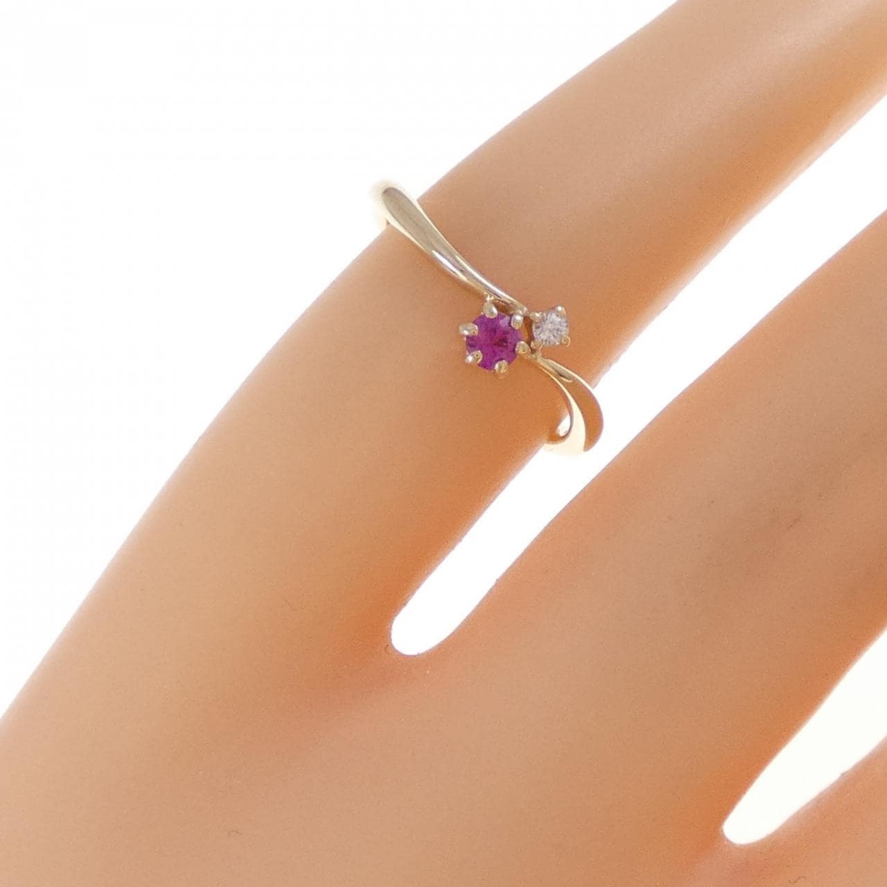 K10YG ルビー ピンキーリング