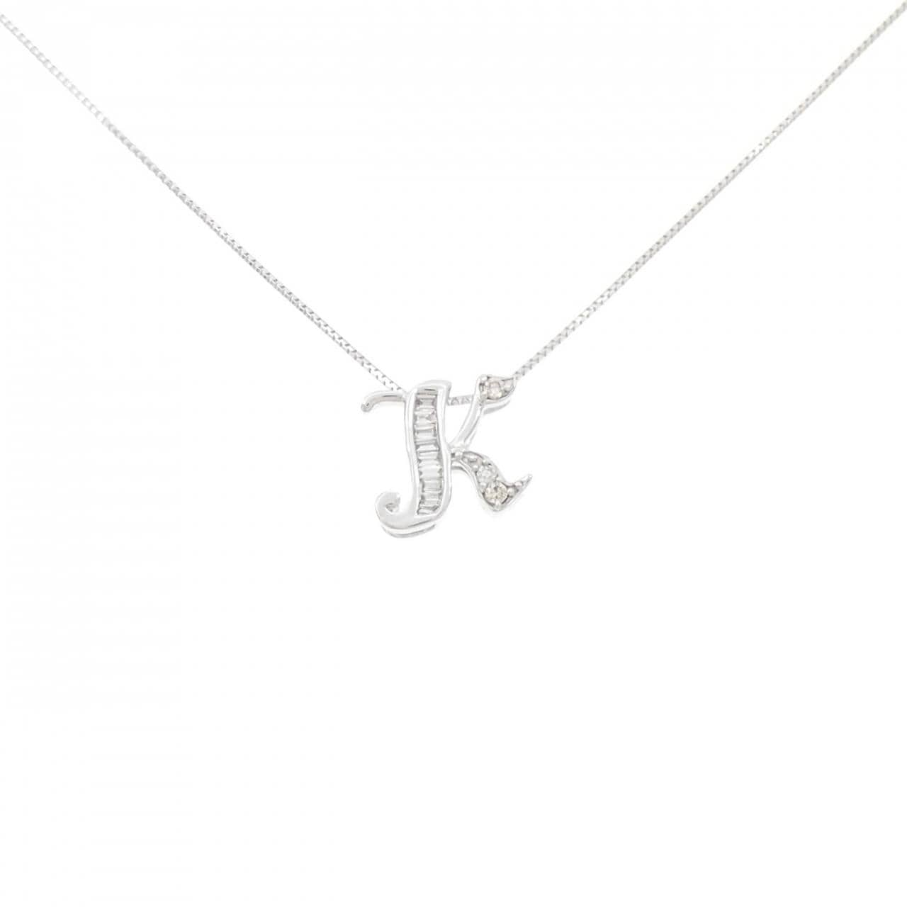 K18WG イニシャルK ダイヤモンド ネックレス 0.07CT