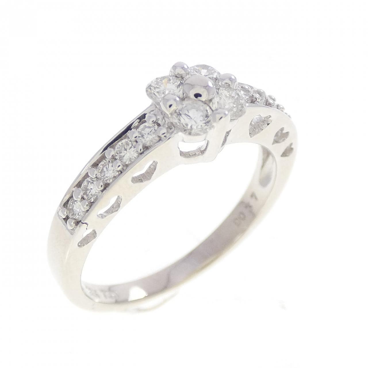 750WG フラワー ダイヤモンド リング 0.37CT