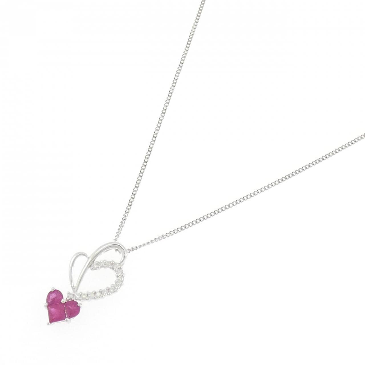 K18WG ハート ルビー ネックレス 0.60CT