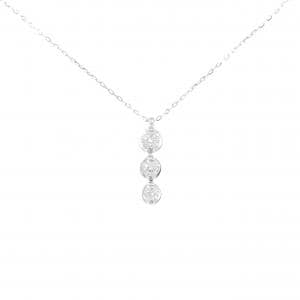 PT900/K18WG スリーストーン ダイヤモンド ネックレス 0.50CT