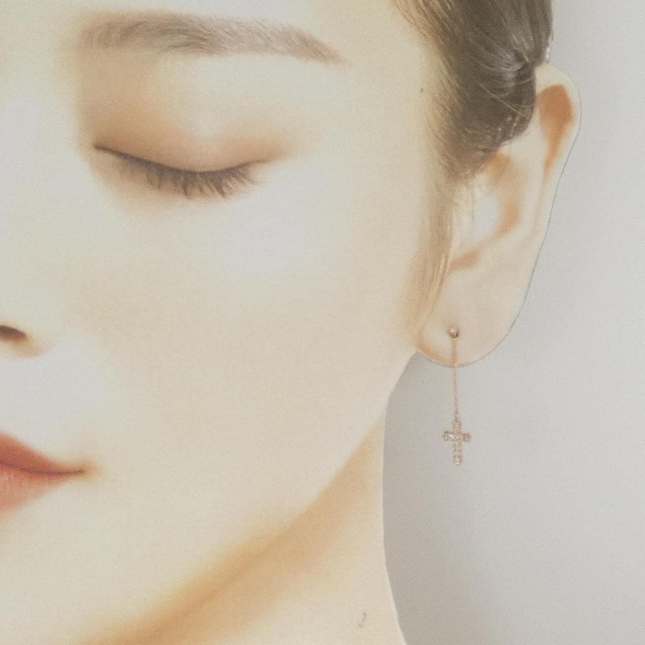 K18PG 2WAY クロス ダイヤモンド ピアス 0.24CT