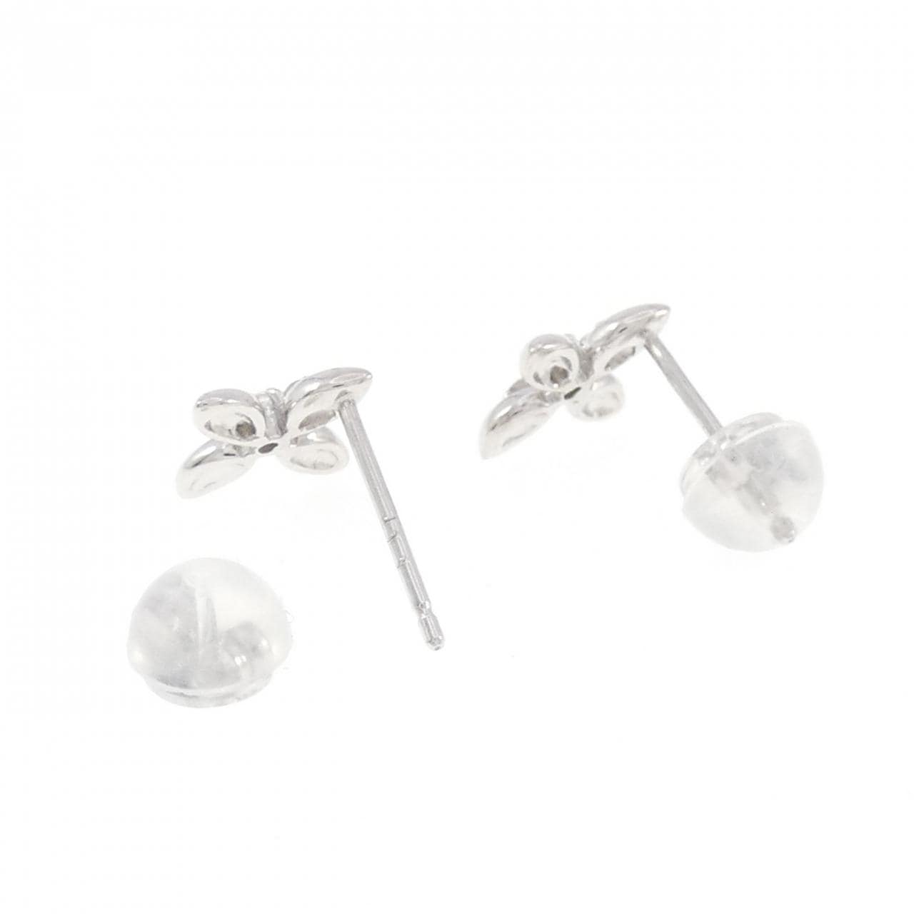 K14WG フラワー ダイヤモンド ピアス 0.06CT