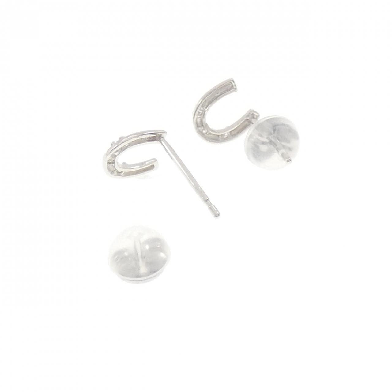K14WG ホースシュー ダイヤモンド ピアス 0.03CT
