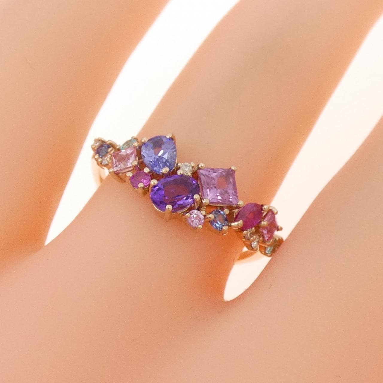 K18PG カラーストーン リング