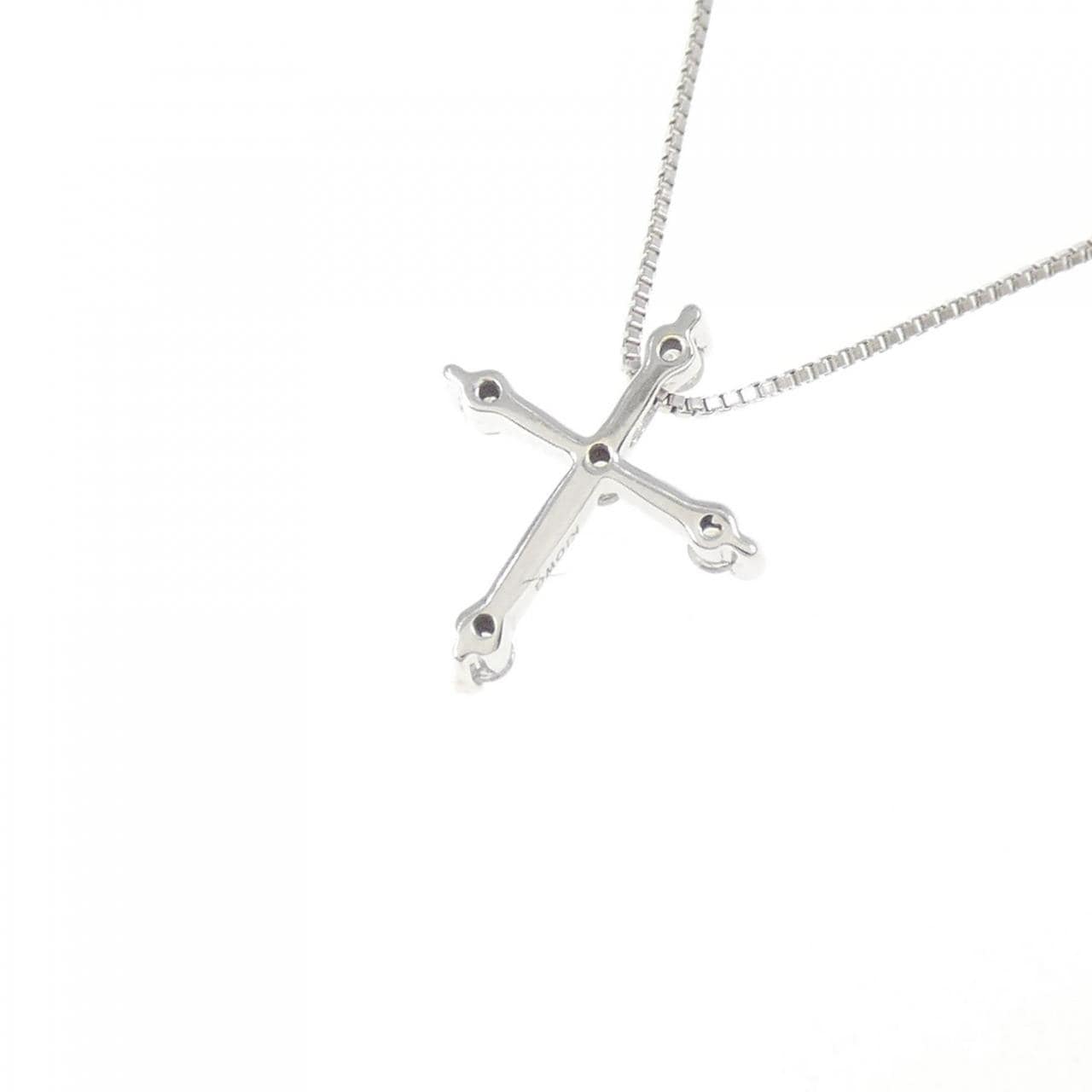 K10WG クロス ダイヤモンド ネックレス 0.07CT