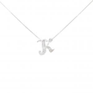 K18WG イニシャルK ダイヤモンド ネックレス 0.07CT