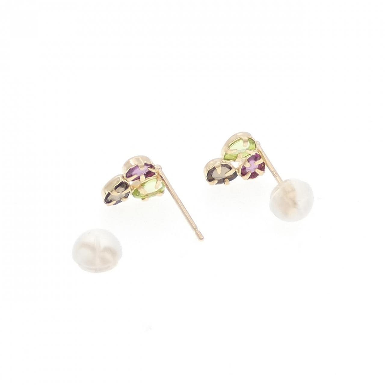 【新品】K10YG カラーストーン ピアス