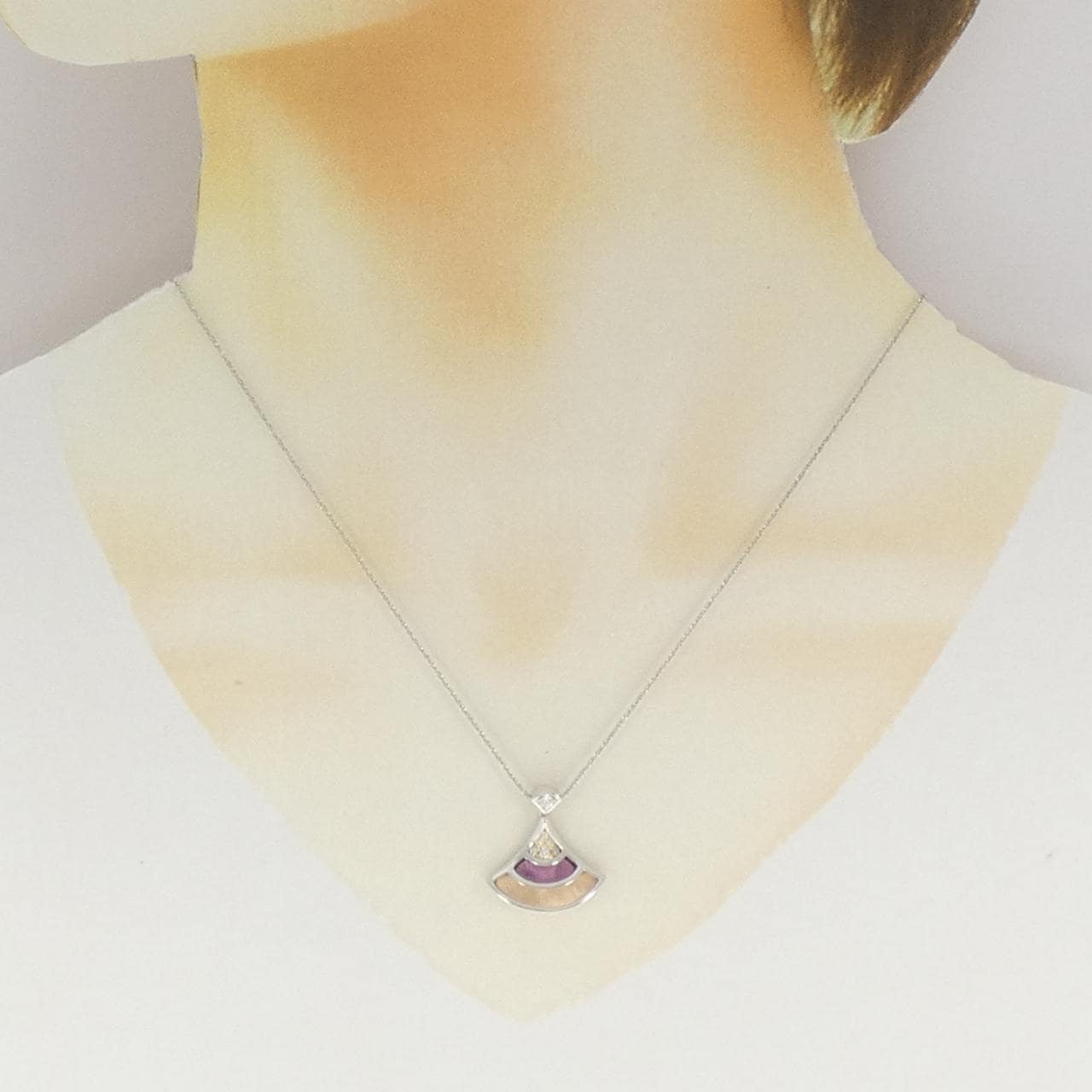 K18フォーカラー ダイヤモンド ネックレス 0.11CT