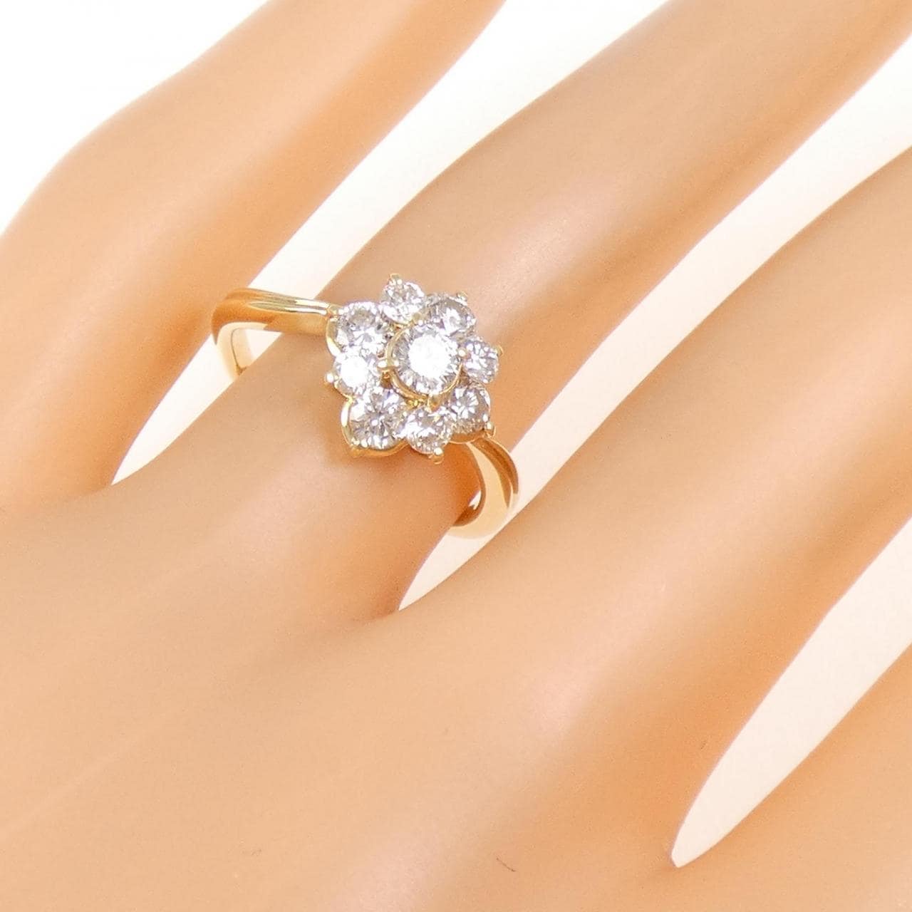 K18YG フラワー ダイヤモンド リング 1.01CT