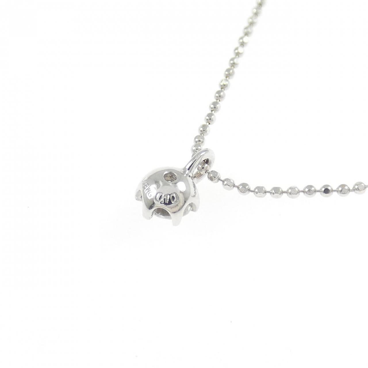 K18WG ソリティア ダイヤモンド ネックレス 0.10CT