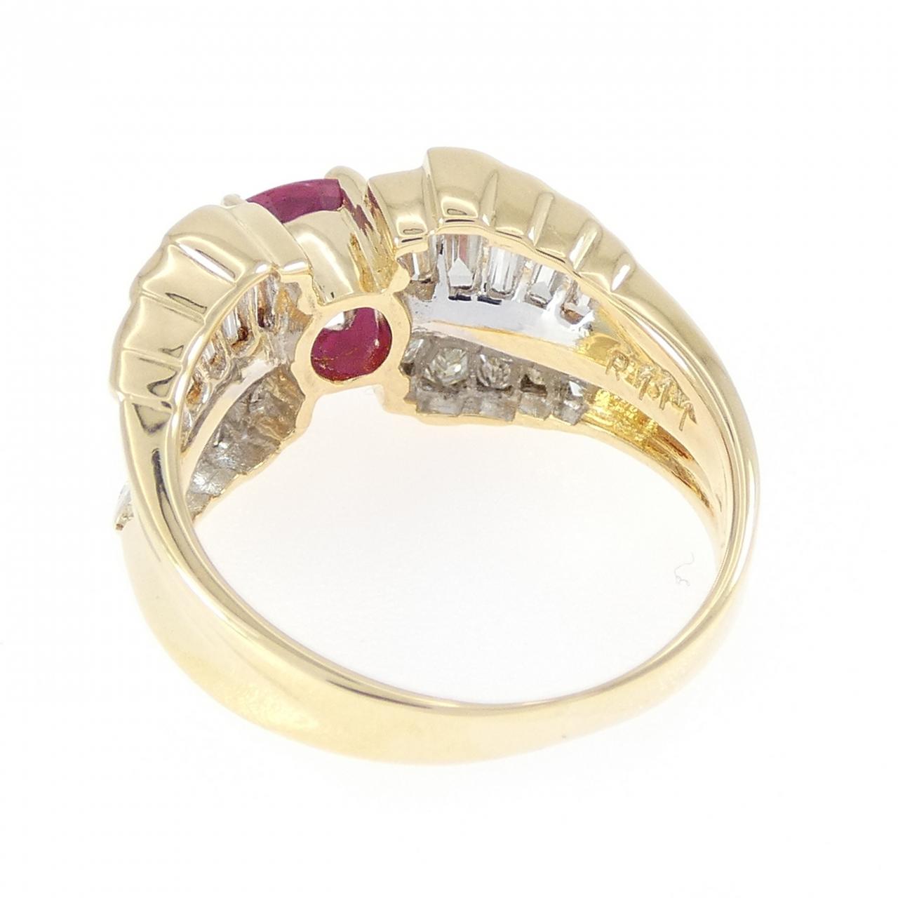 K18YG/K18WG ルビー リング 1.11CT