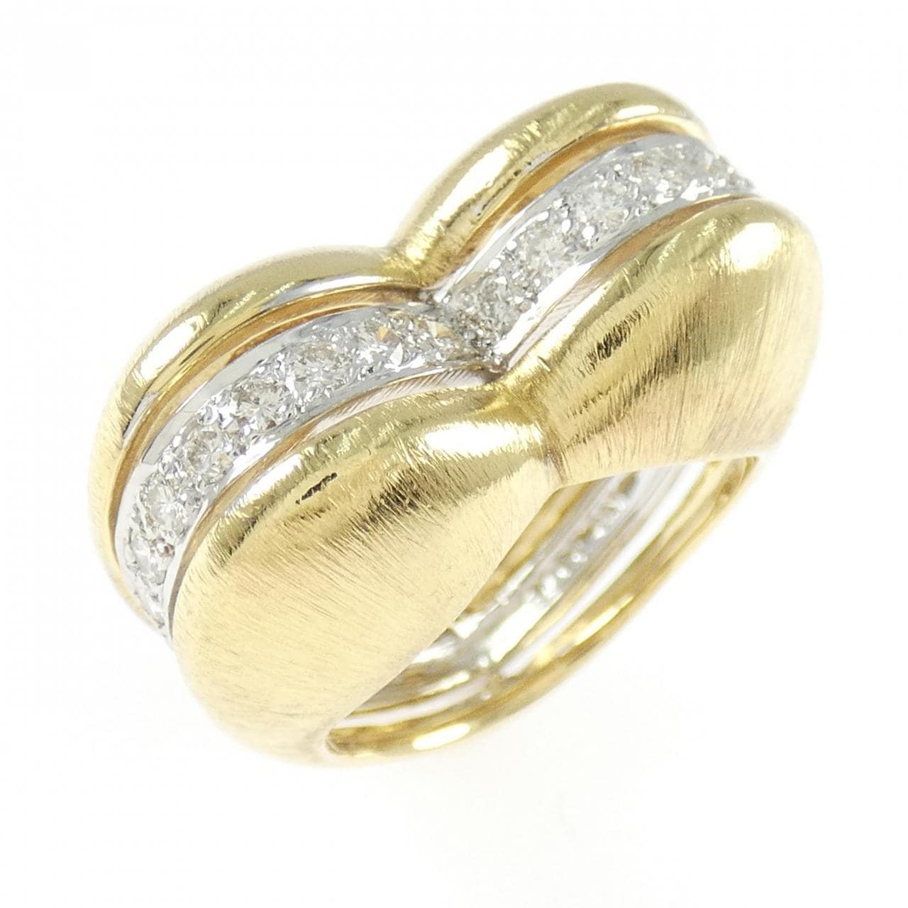 K18YG/K18WG 心形鑽石戒指，0.42克拉