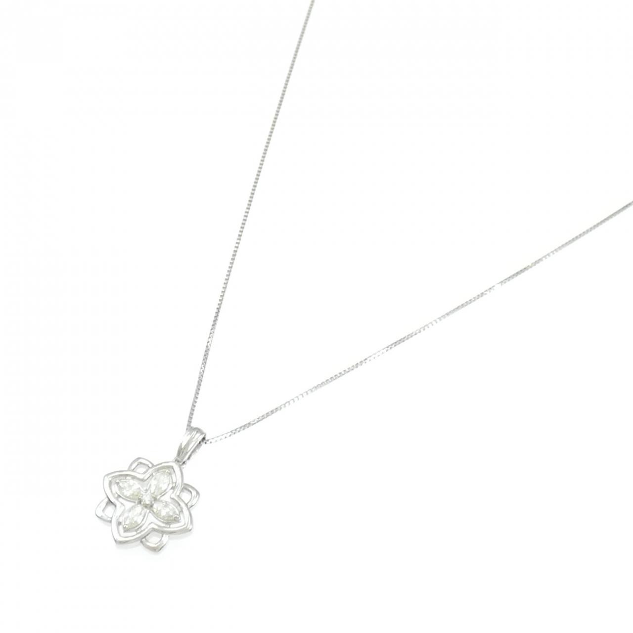 【新品】PT900/PT850 フラワー ダイヤモンド ネックレス 0.18CT