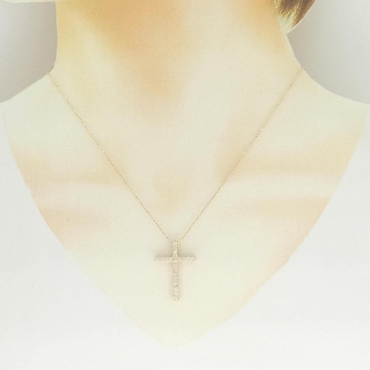 K18PG/750PG クロス ダイヤモンド ネックレス 0.42CT