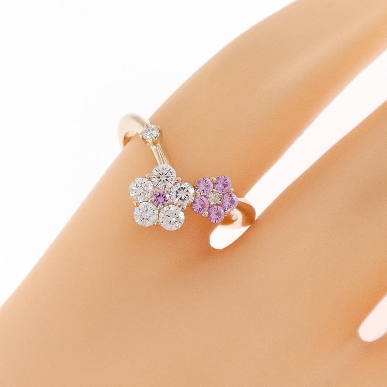 K18PG フラワー サファイヤ リング 0.11CT
