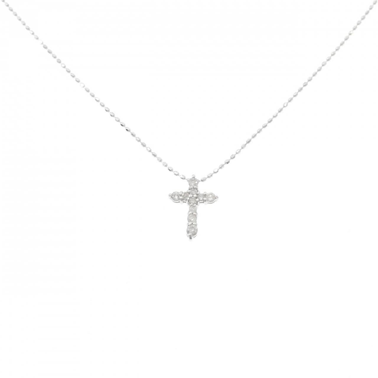 K18WG クロス ダイヤモンド ネックレス 0.15CT