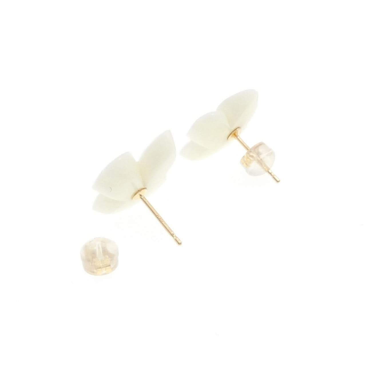 K18YG フラワー サンゴ ピアス