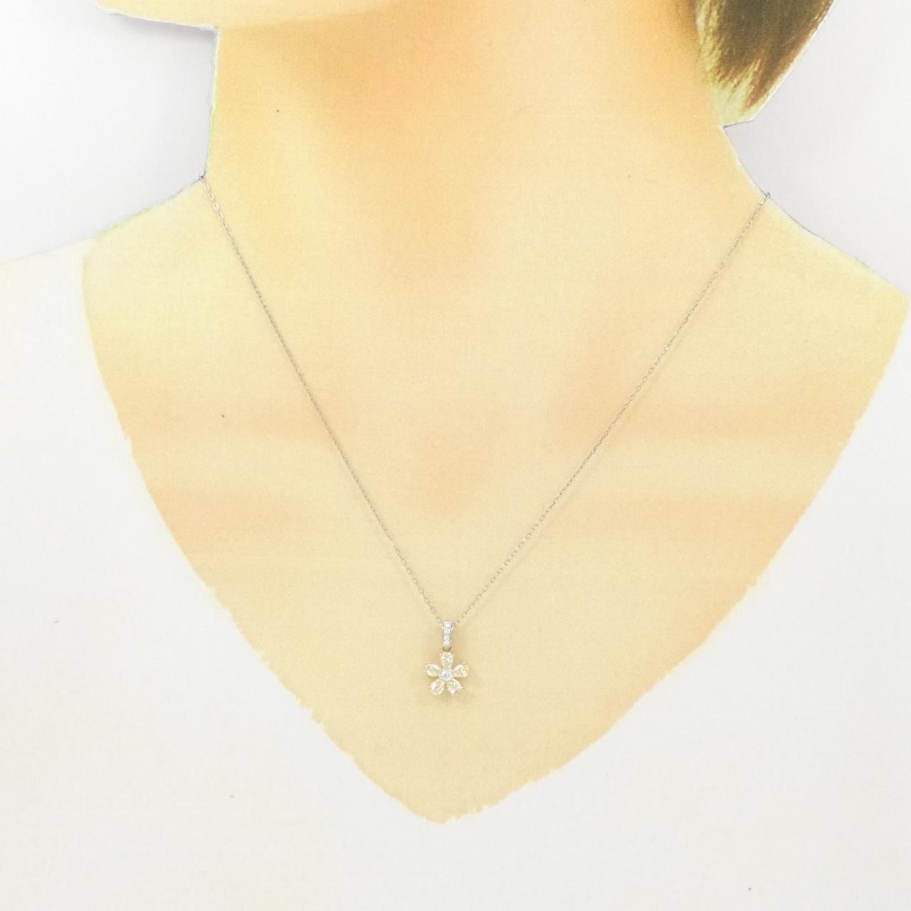 K18YG/K18WG/PT Flower Diamond Necklace 0.48CT