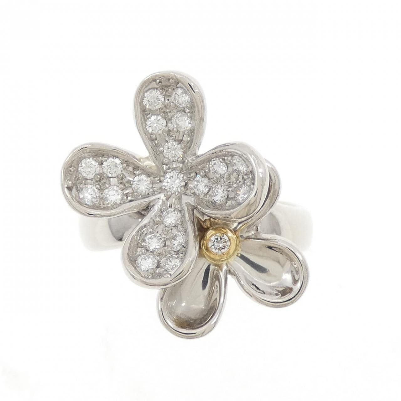 PT900/750YG フラワー ダイヤモンド リング 0.30CT