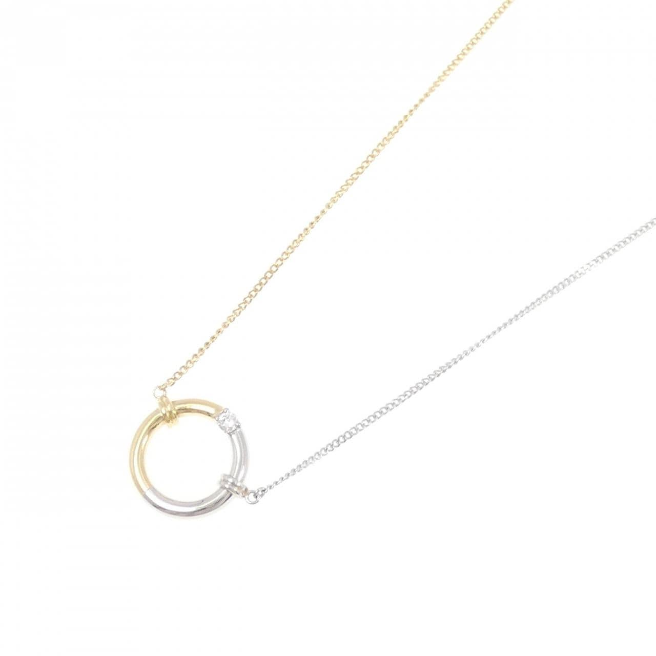 K18YG/PT900/PT850 ダイヤモンド ネックレス 0.10CT