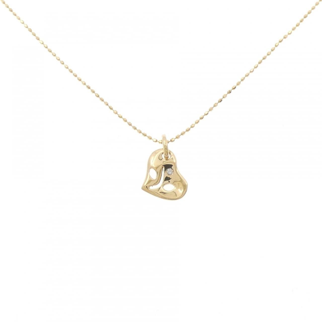 K18YG ハート ダイヤモンド ネックレス 0.01CT