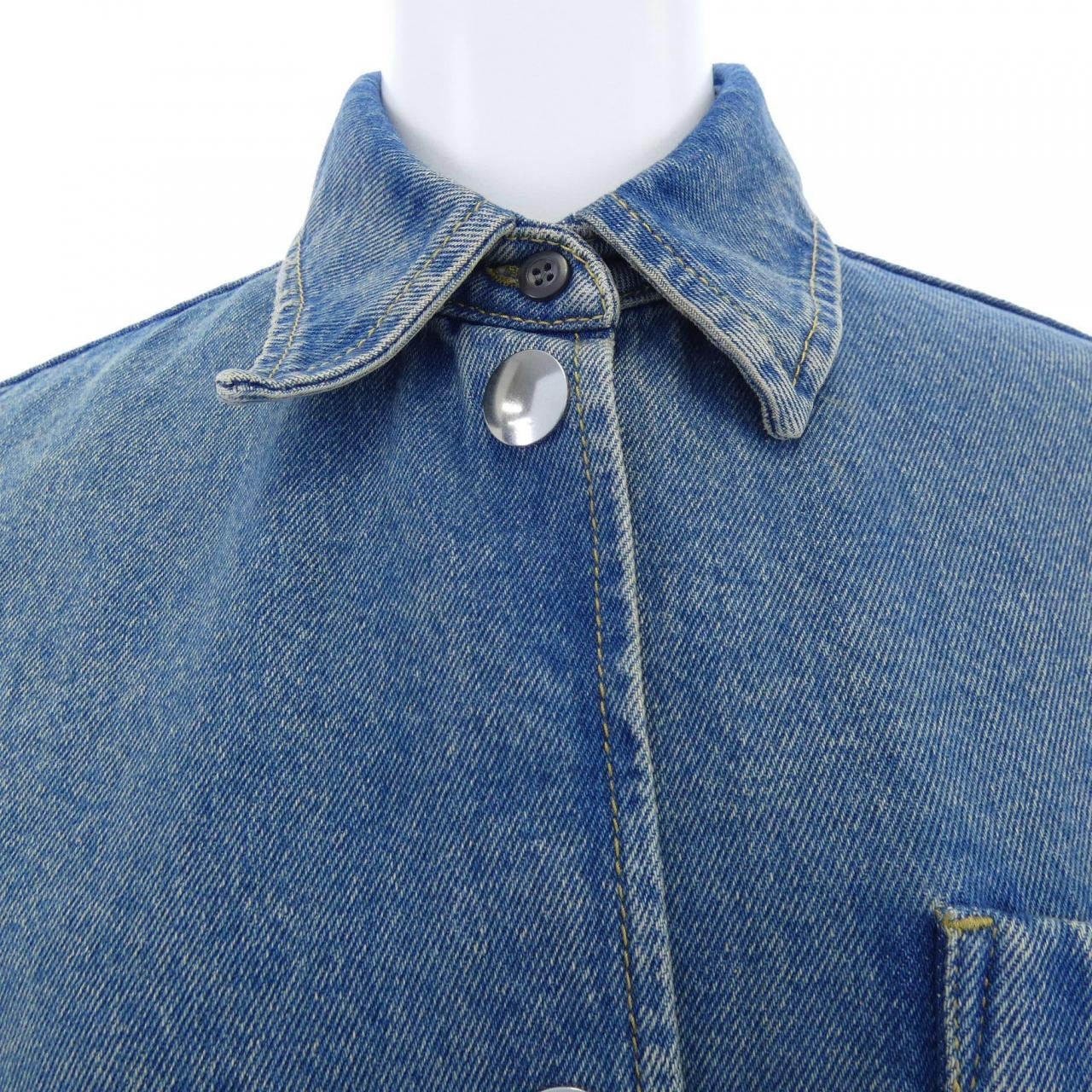 プラダ PRADA オーバーサイズ オーガニックデニム トライアングルロゴ GFC036 SOOO 13Z6 シャツ