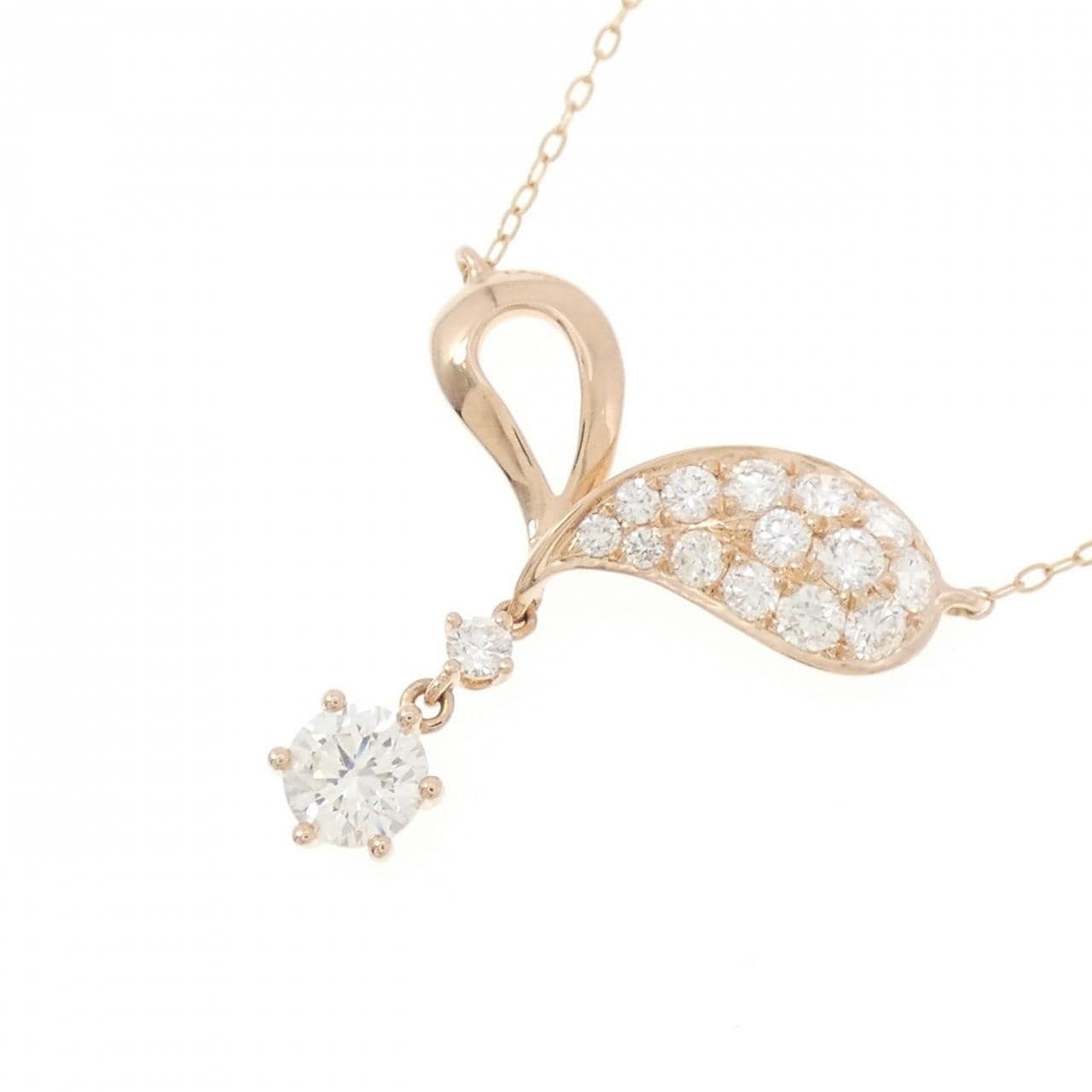 750PG/K18PG ダイヤモンド ネックレス 0.301CT