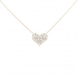 K18PG ハート パヴェ ダイヤモンド ネックレス 0.50CT