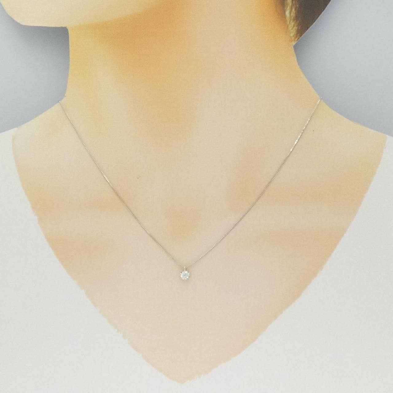 K18WG/750WG ソリティア ダイヤモンド ネックレス 0.20CT