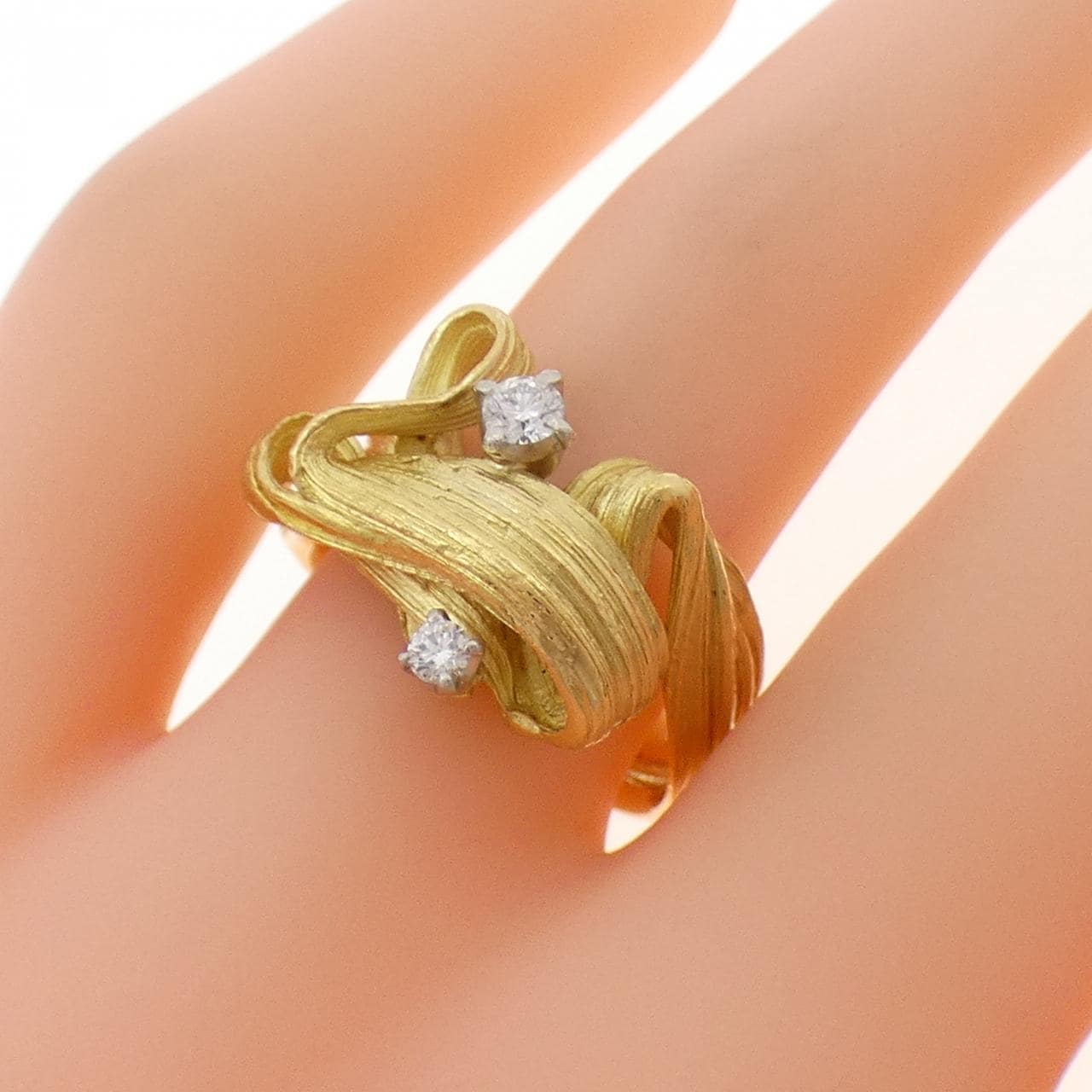 K18YG/PT900钻石戒指 0.13克拉