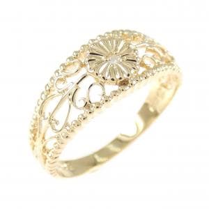 K18YG フラワー ダイヤモンド リング