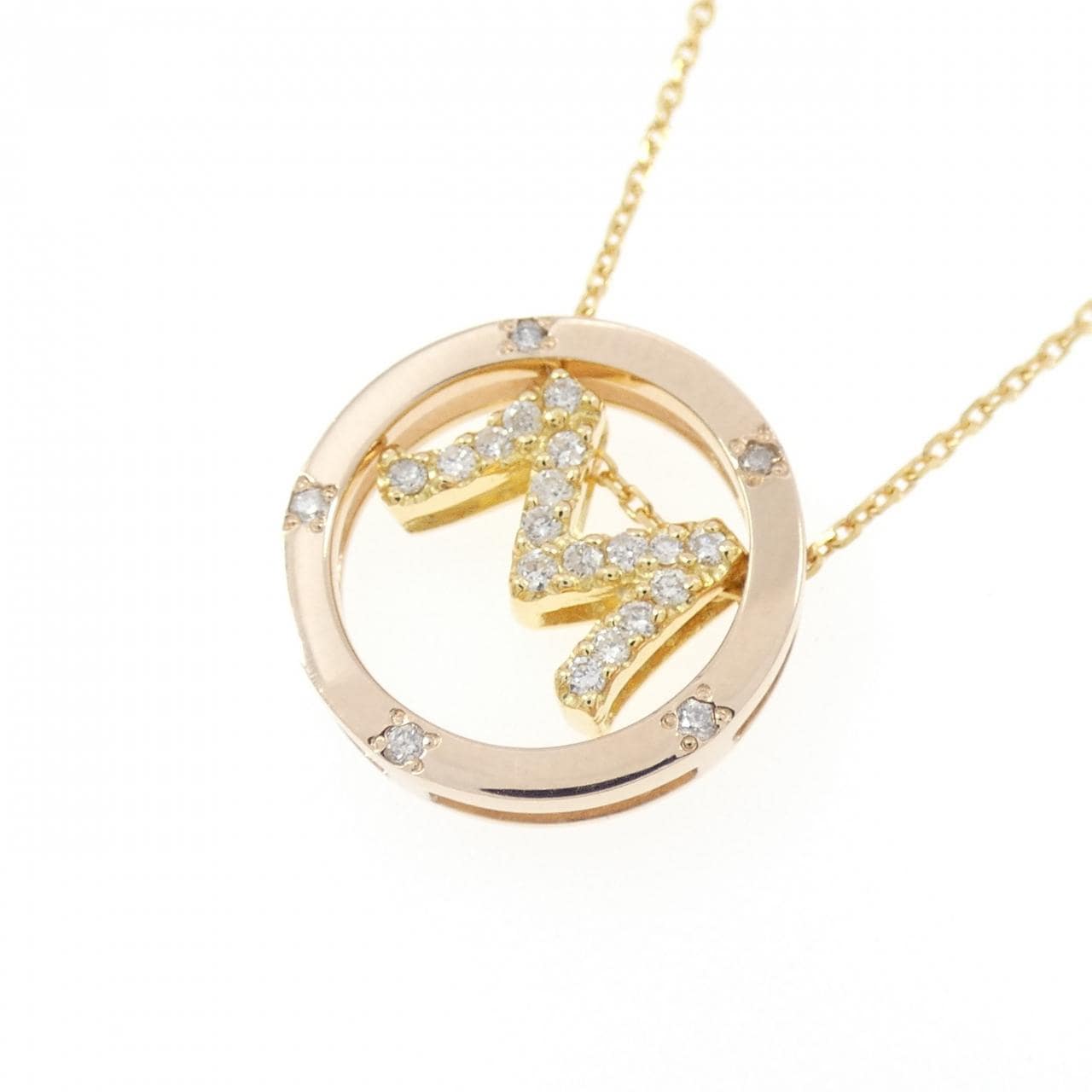 K18YG/K18PG ダイヤモンド ネックレス 0.11CT