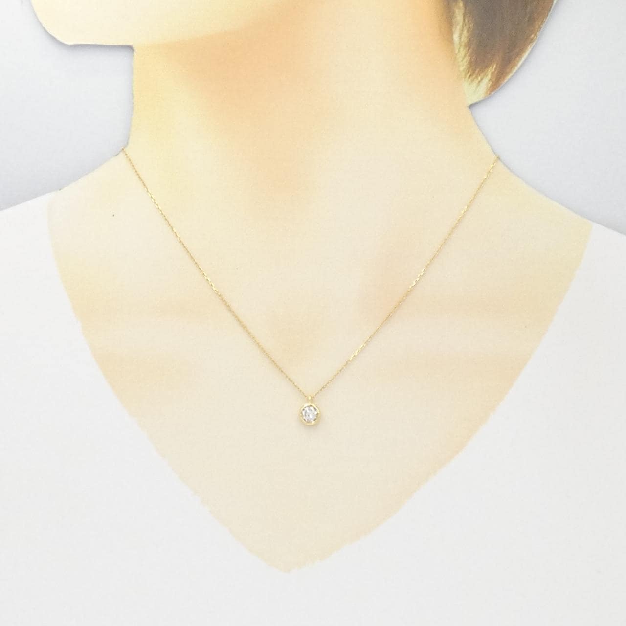K18YG ソリティア ダイヤモンド ネックレス 0.42CT